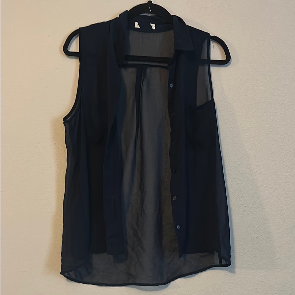 Women's Sleeveless Sheer Blue Top